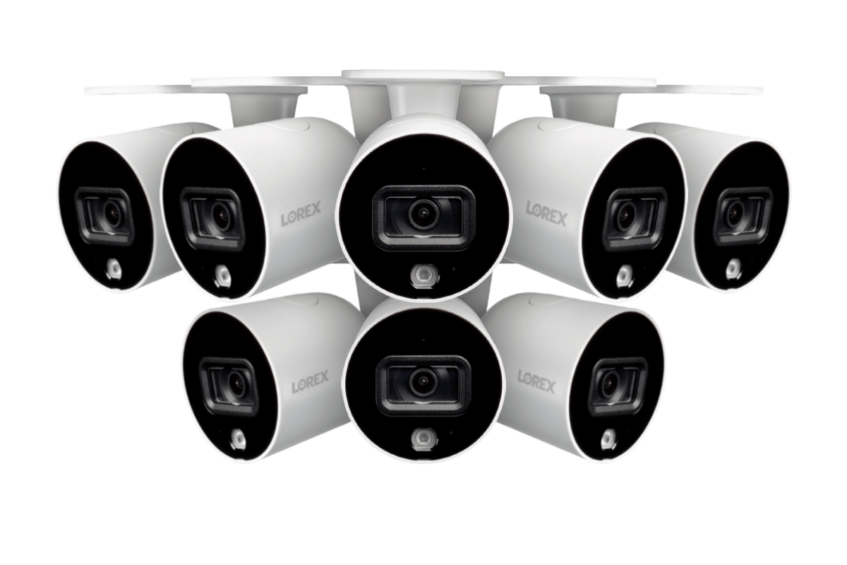 Smart Indoor/Outdoor 1080p Wi-Fi Camera With Smart Deterrence and Color Night Vision (8-pack)