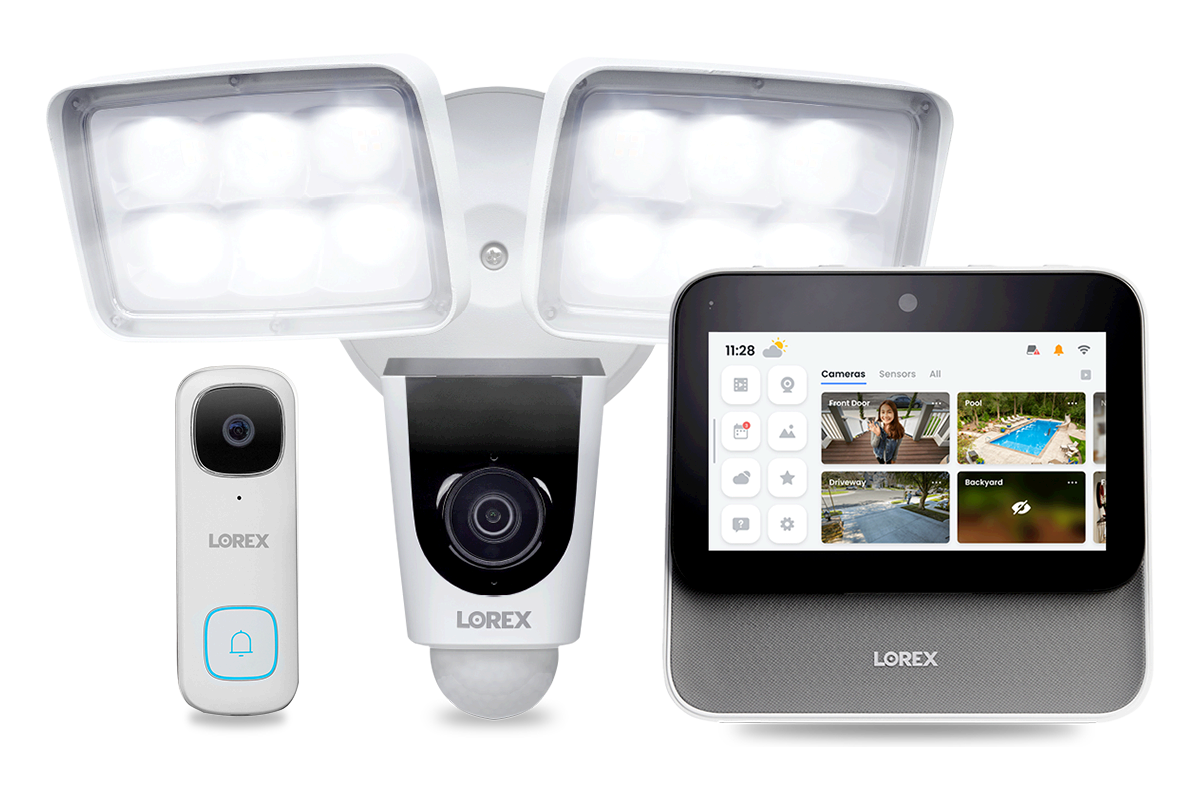 Lorex Smart Home Security Center with 2K Video Doorbell and Floodlight  Camera