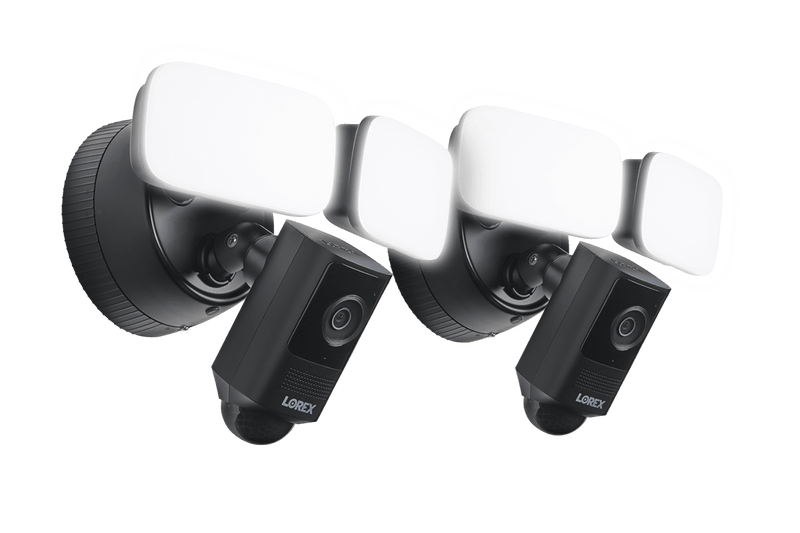 Lorex 2K Wired Floodlight Security Camera - Black (Two Pack)