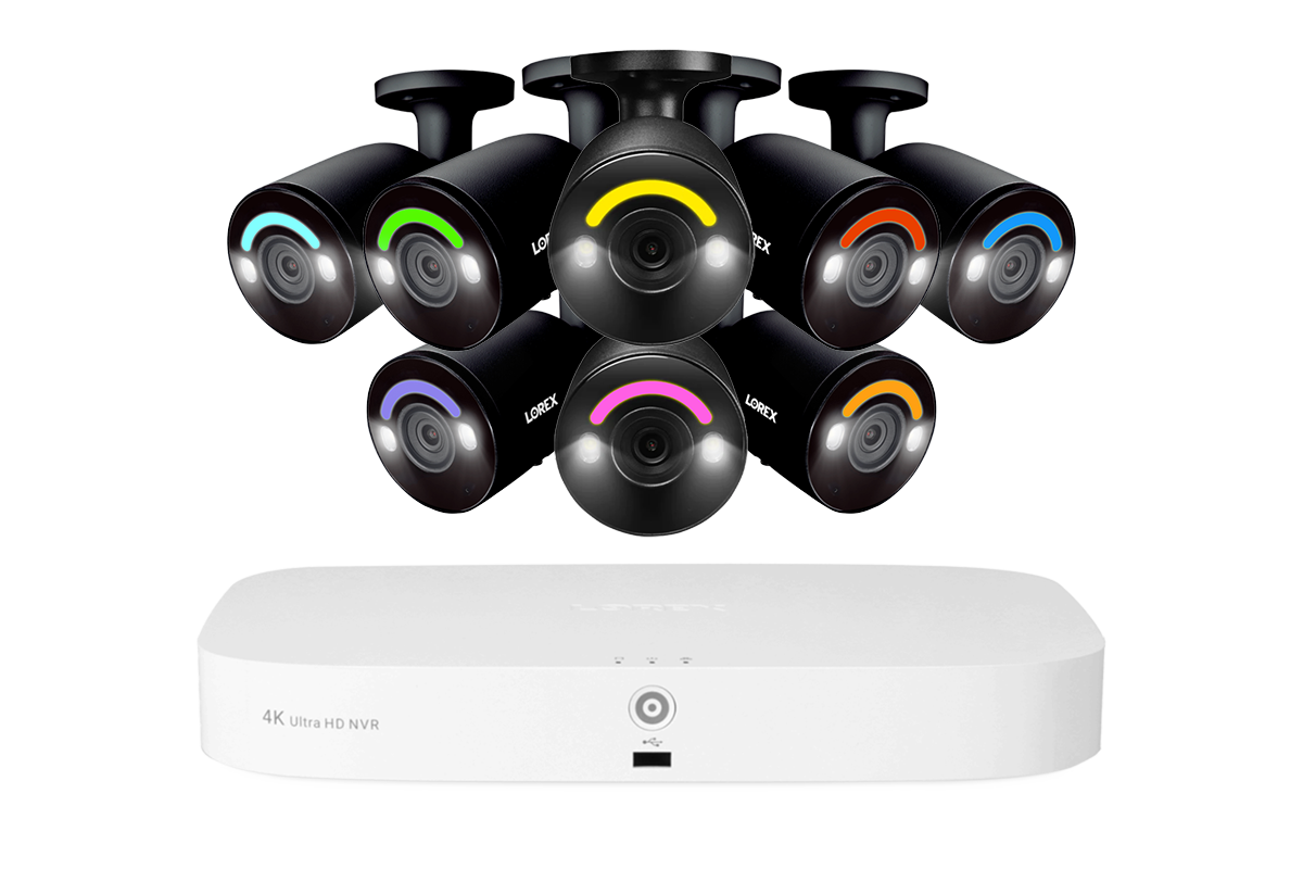 Lorex Fusion 4K 16 Camera Capable (8 Wired and 8 Wi-Fi) 2TB Wired NVR System with Bullet AI PoE Cameras Featuring Smart Security Lighting - 8