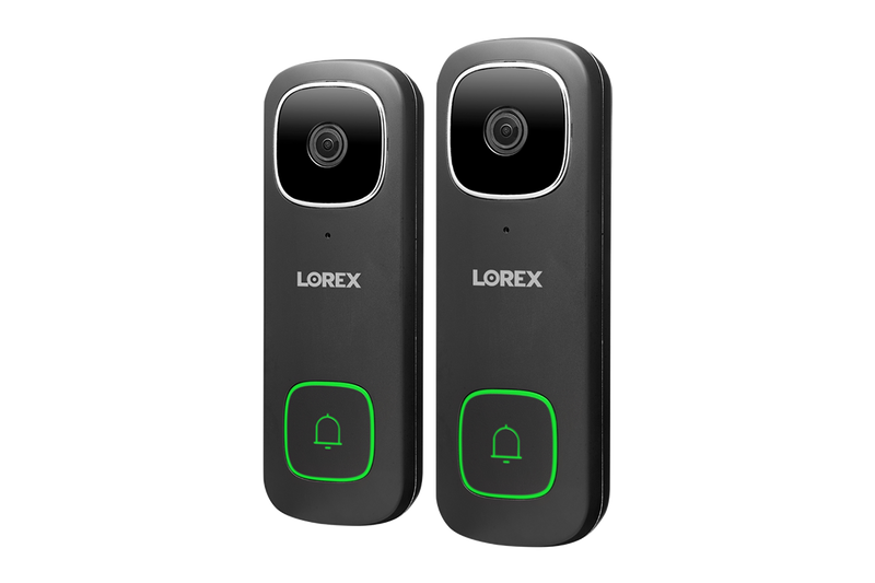 2K Wi-Fi Video Doorbell with Person Detection (Wired) - Black (Two Pack)