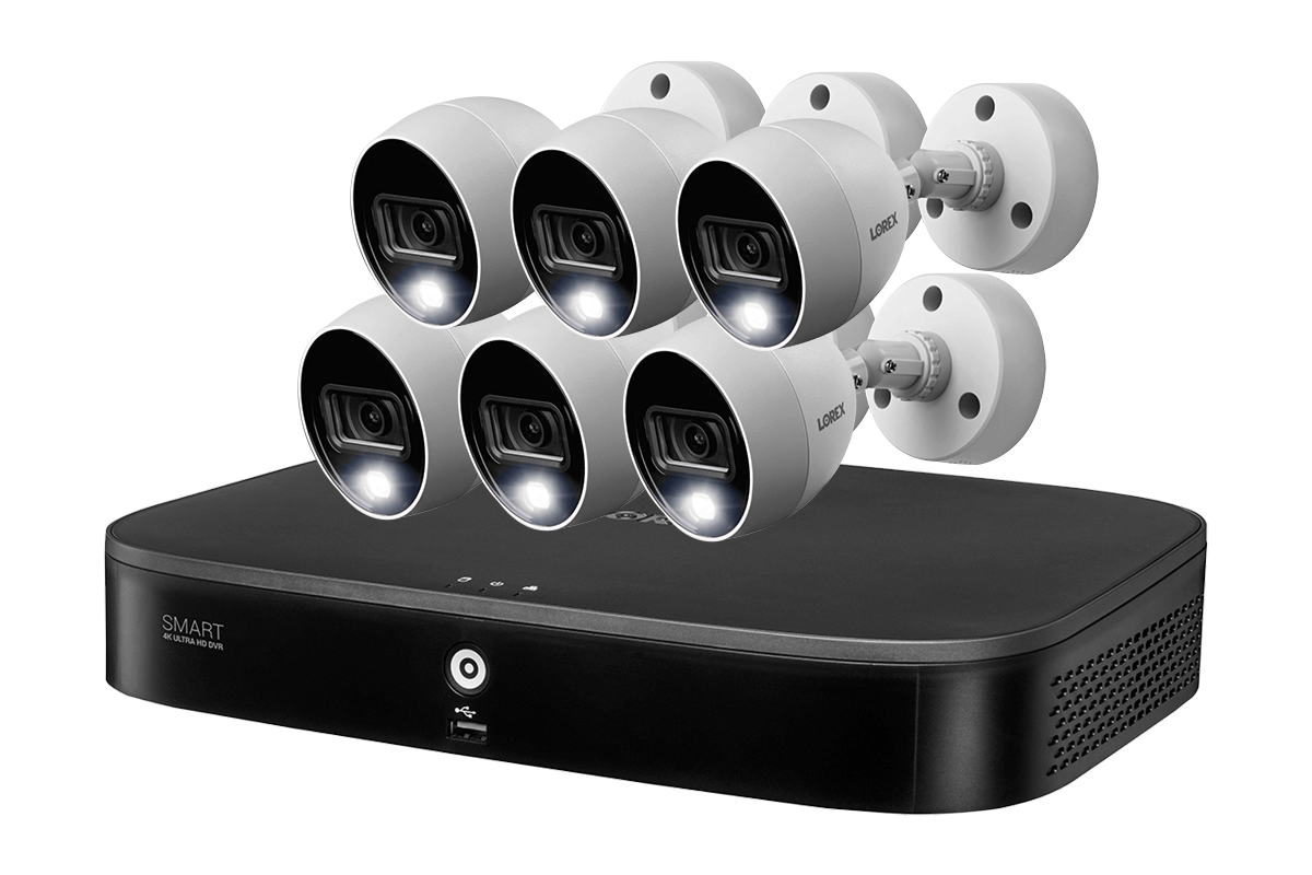 4K Ultra HD Security System with Six 4K (8MP) Active Deterrence Cameras featuring Smart Motion Detection and Smart Home Voice Control