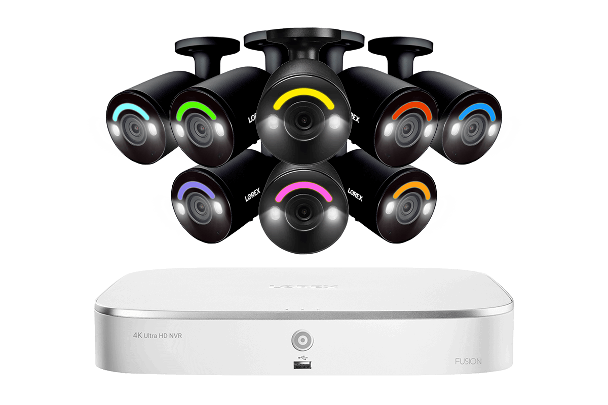 Lorex Fusion 4K 16 Camera Capable (8 Wired and 8 Wi-Fi) 2TB Wired NVR System with Bullet AI PoE Cameras Featuring Smart Security Lighting