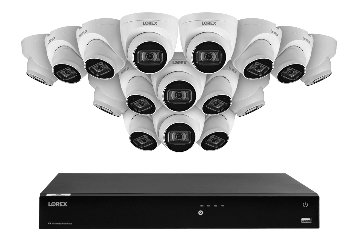 Lorex Fusion 4K (16 Camera Capable) 3TB Wired NVR System with IP Dome Cameras featuring Listen-In Audio - 16