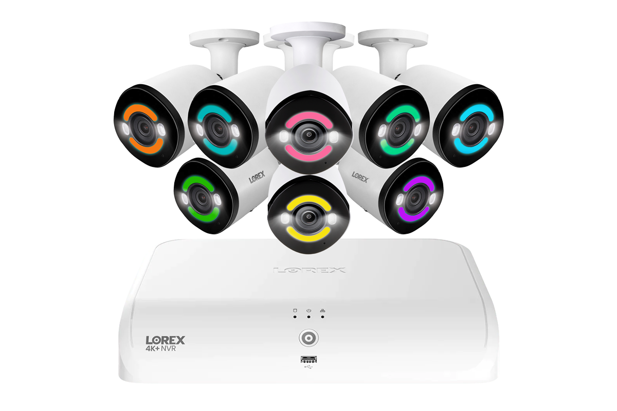 Lorex 4K+ 12MP 16 Camera Capable (8 Wired + 8 Fusion Wi-Fi ) 2TB Wired NVR System with H30 Smart Security Lighting Bullet Cameras - 8