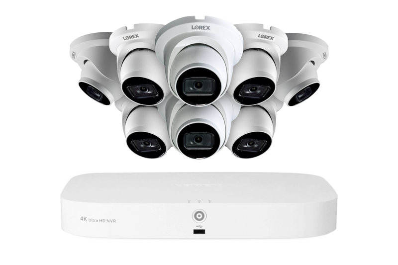 Lorex Fusion 4K 16-Camera Capable (8 Wired + 8 Wi-Fi) 2TB NVR System with IP Dome Cameras featuring Listen-In Audio - White 8