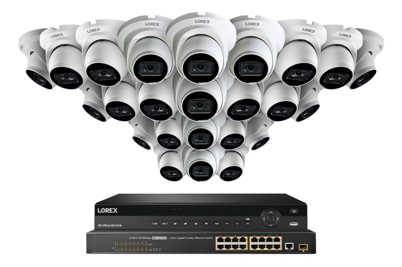 Lorex Fusion (4K 32-Camera Capable) 8TB NVR System with Bullet Cameras featuring Listen-In Audio - White 24