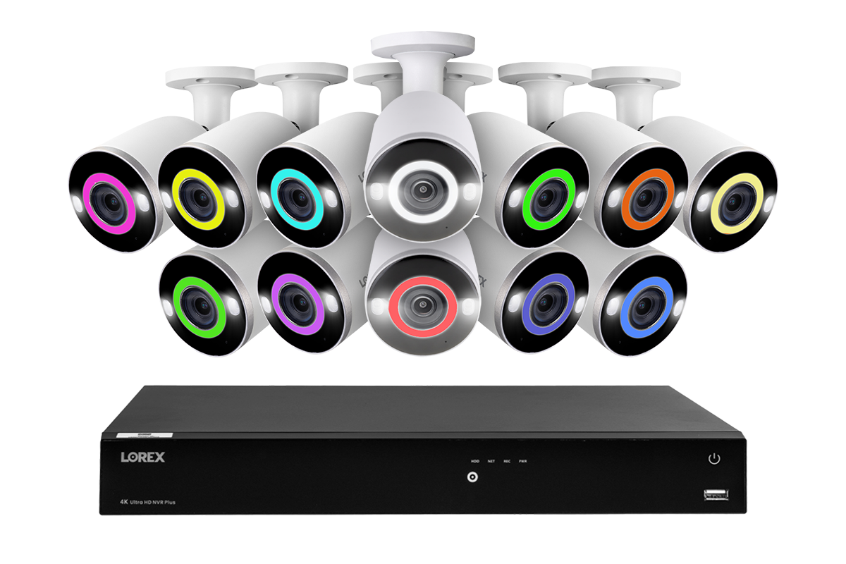 Lorex Fusion 4K 16-Channel 3TB Wired NVR System with Bullet Camera Featuring Smart Security Lighting and 2-Way Audio