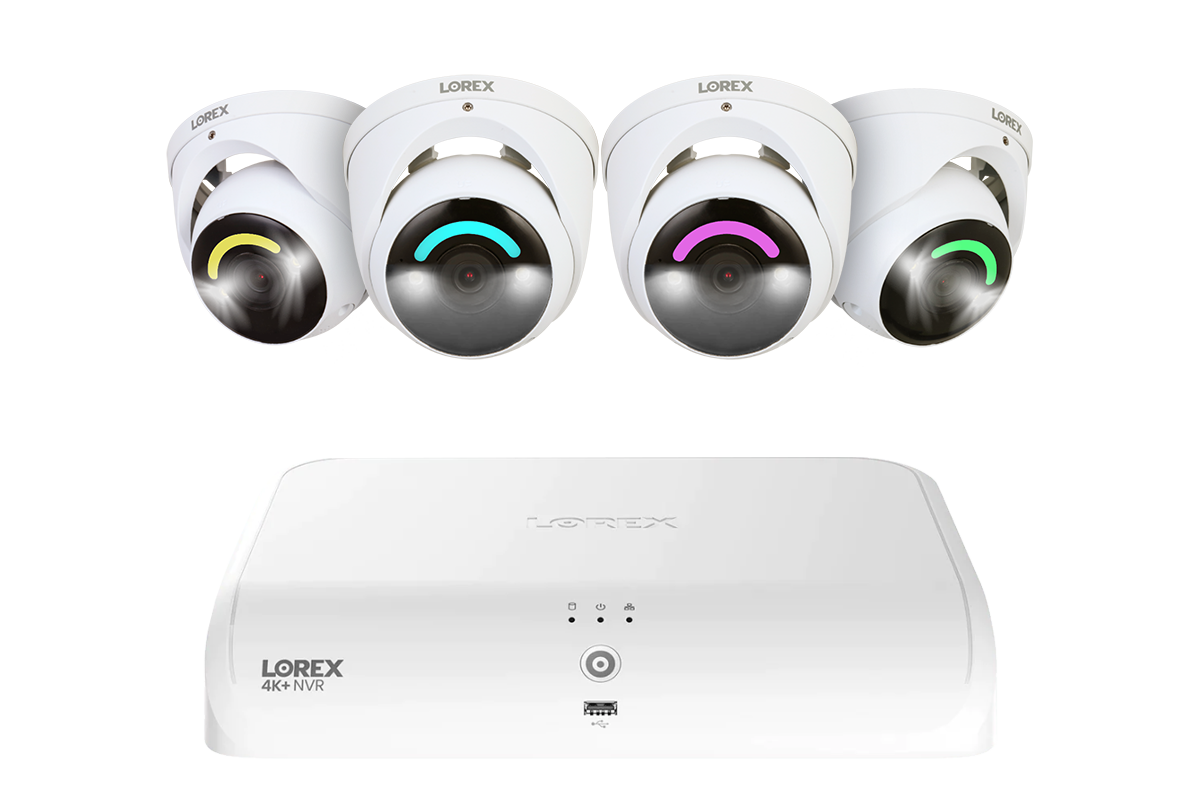 Lorex 4K Fusion 2TB Wired NVR System with 4K IP Dome Smart Security  Lighting Cameras