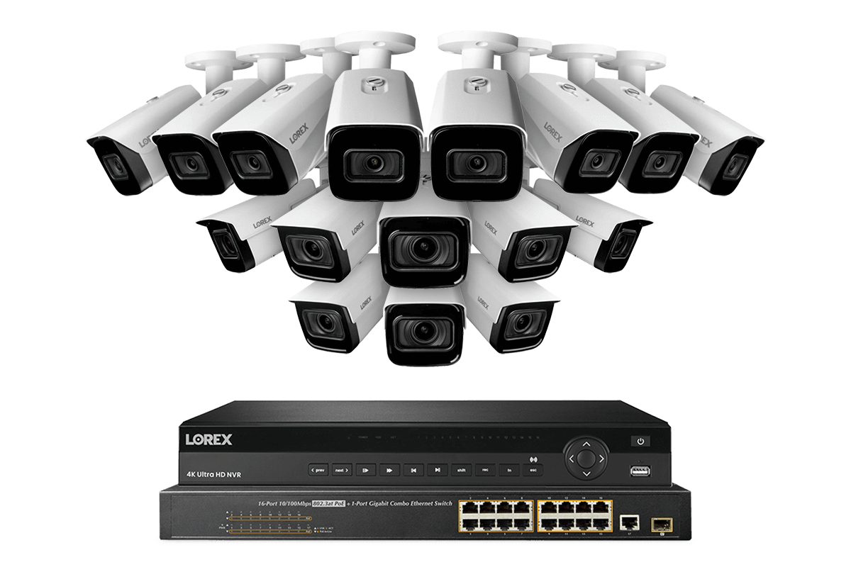 Lorex Nocturnal 4K 32-Channels 4TB NVR System with 8 Motorized Varifocal Cameras and 8 Audio Cameras