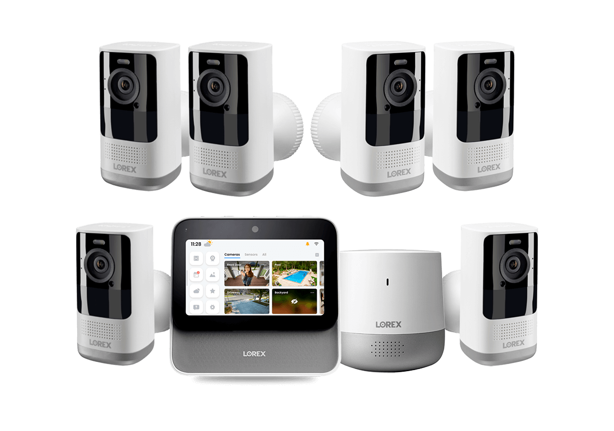 Lorex Smart Home Security Center with 2K Battery Operated Cameras and Range Extender (6-Cameras)