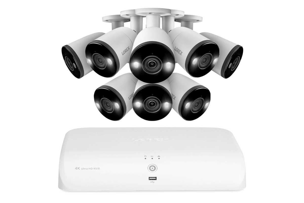 Lorex 4K 8-Channel 2TB Wired NVR System with Smart Deterrence and Smart Motion Detection Bullet Cameras