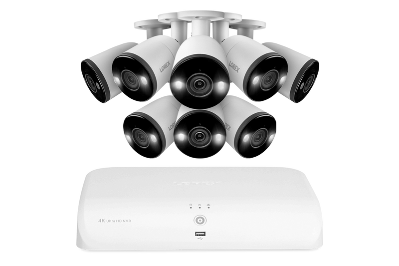Lorex 4K 8-Channel 2TB Wired NVR System with Smart Deterrence and Smart Motion Detection Bullet Cameras