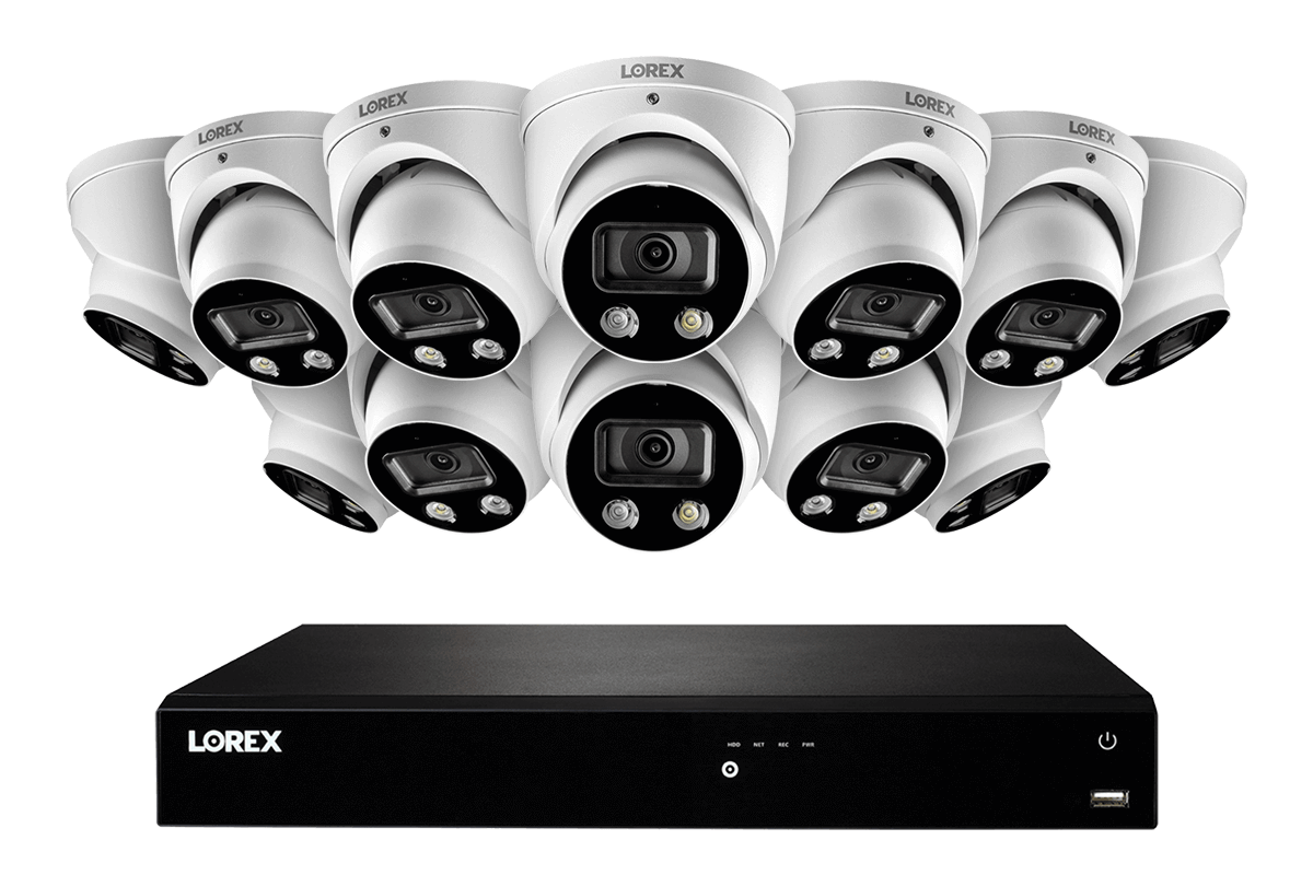 16-Channel 4K Ultra HD Fusion NVR IP System with 12 Smart Deterrence Cameras