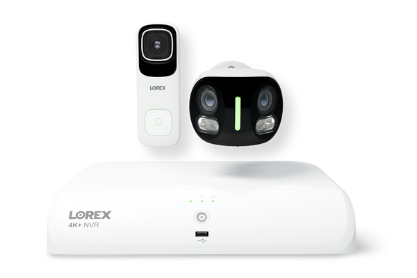 Lorex Wireless Fusion - 4K+ NVR with 4K Wired Doorbell and 4K Dual Lens Smart Security Lighting Camera