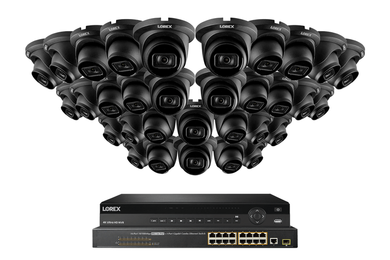 Lorex Fusion (4K 32-Camera Capable) 8TB NVR System with Bullet Cameras featuring Listen-In Audio - Black 32