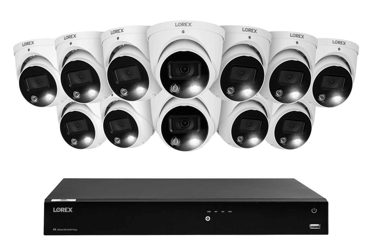 Lorex Fusion 4K 16-Channel 3TB Wired NVR System with Dome Cameras Featuring Smart Deterrence and 2-Way Audio