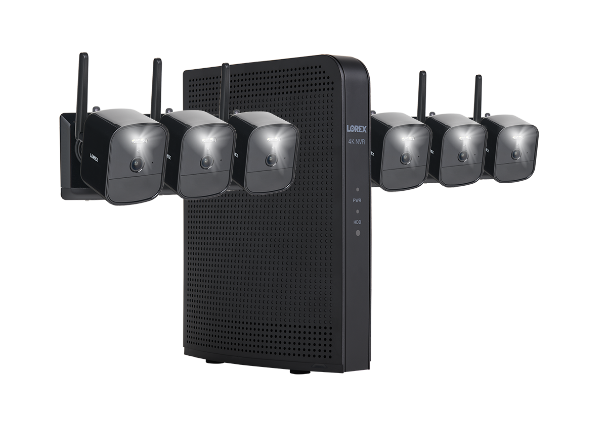 Lorex 4K NVR System with 6 Black Battery-Operated Cameras