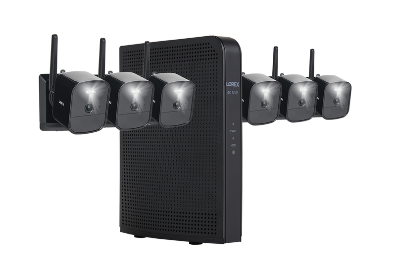 Lorex 4K NVR System with 6 Black Battery-Operated Cameras