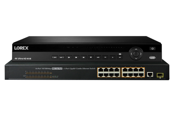 Lorex 4K (32 Camera Capable) Pro Series 8TB NVR with 16 Channel PoE Switch