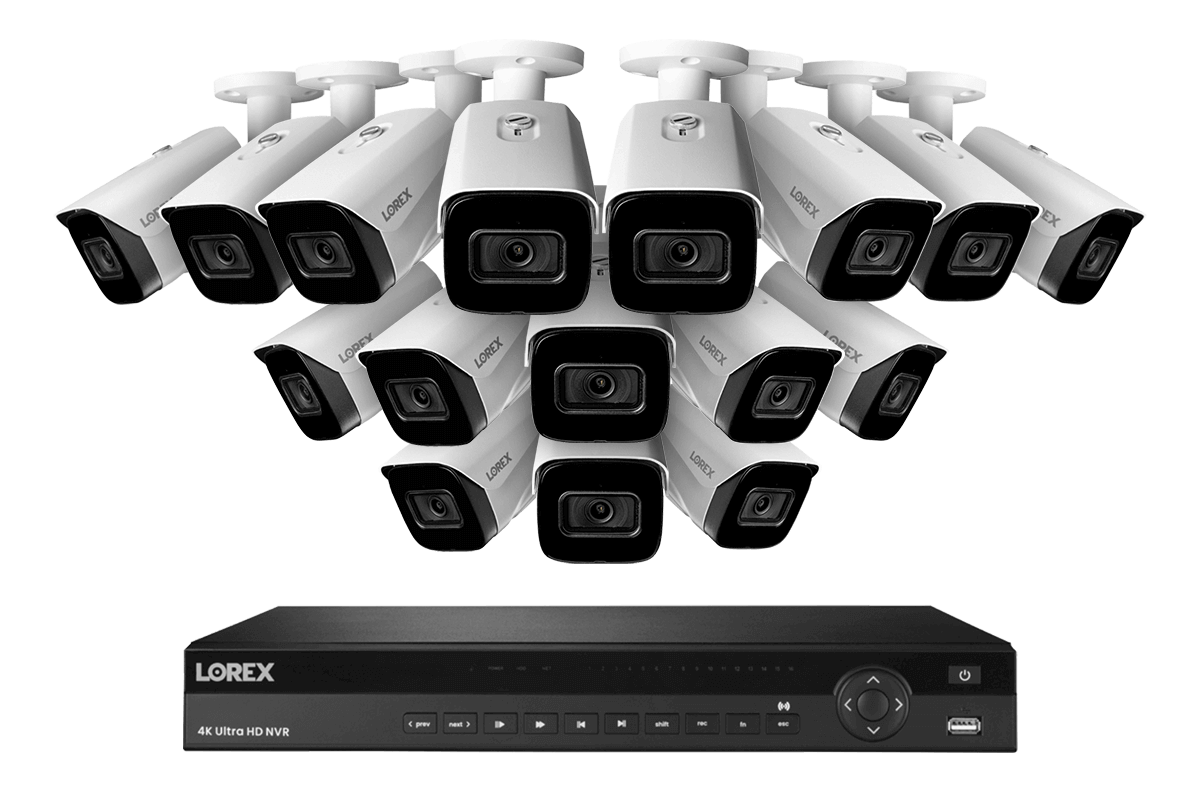 Lorex 4K (16 Camera Capable) 4TB Wired NVR System with Nocturnal 3 Smart IP Bullet Cameras with Listen-In Audio and 30FPS