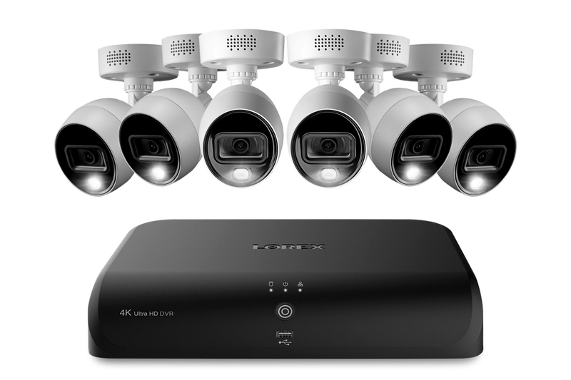 Lorex 4K (8 Camera Capable) 2TB Wired DVR System with 6 Active Deterrence Bullet Cameras