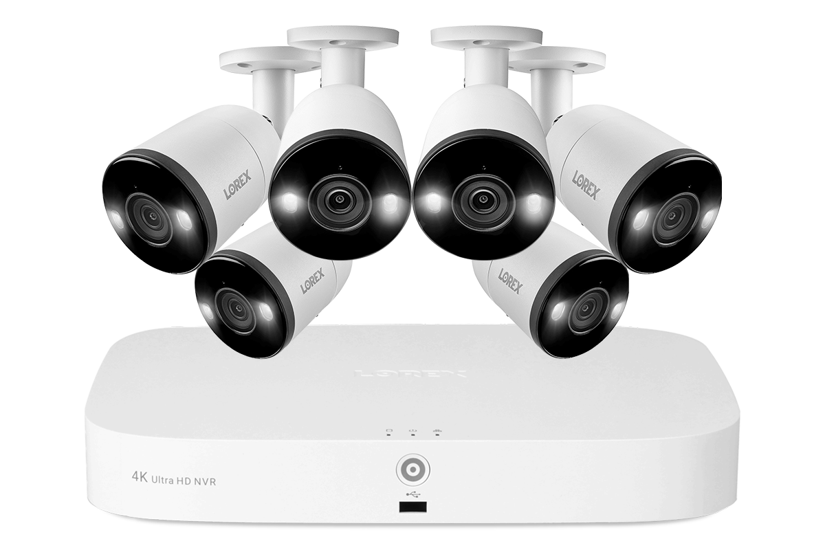 4K 8-channel 2TB Wired NVR System with 6 Smart Deterrence Cameras