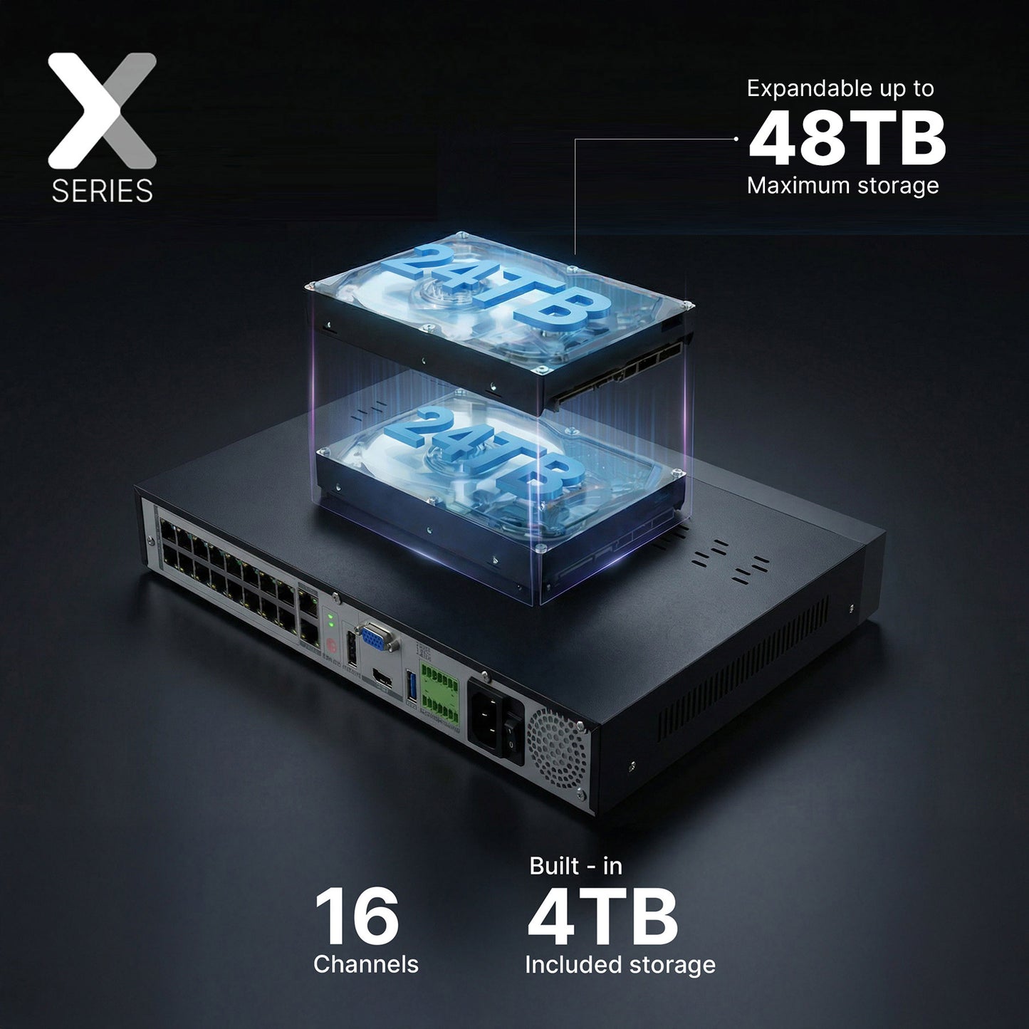 Lorex Connect X Series 4K 16-Channel Wired NVR System with X3 Turret Security Cameras - 4TB