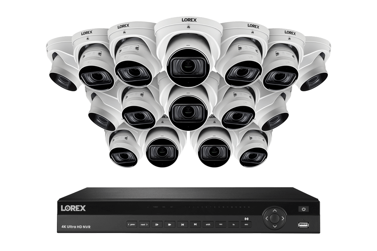 Lorex 4K (16 Camera Capable) 4TB Wired NVR System with Nocturnal 4 Smart IP Dome Cameras Featuring Motorized Varifocal Lens, Listen-In Audio and 30FPS Recording - Lorex Corporation