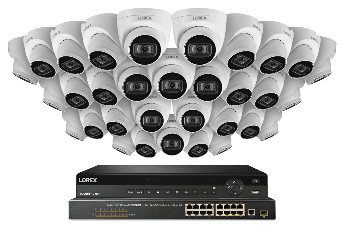 Lorex 4K (32 Camera Capable) 8TB Wired NVR System with IP Dome Cameras Featuring Listen-In Audio - Lorex Corporation