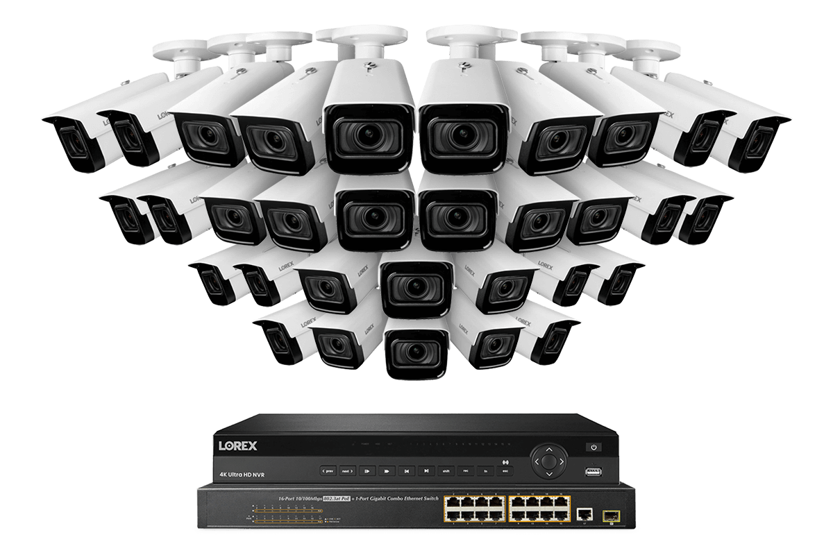 Lorex 4K (32 Camera Capable) 8TB Wired NVR System with Nocturnal 3 Smart IP Bullet Cameras Featuring Motorized Varifocal Lens and 30FPS Recording - Lorex Corporation