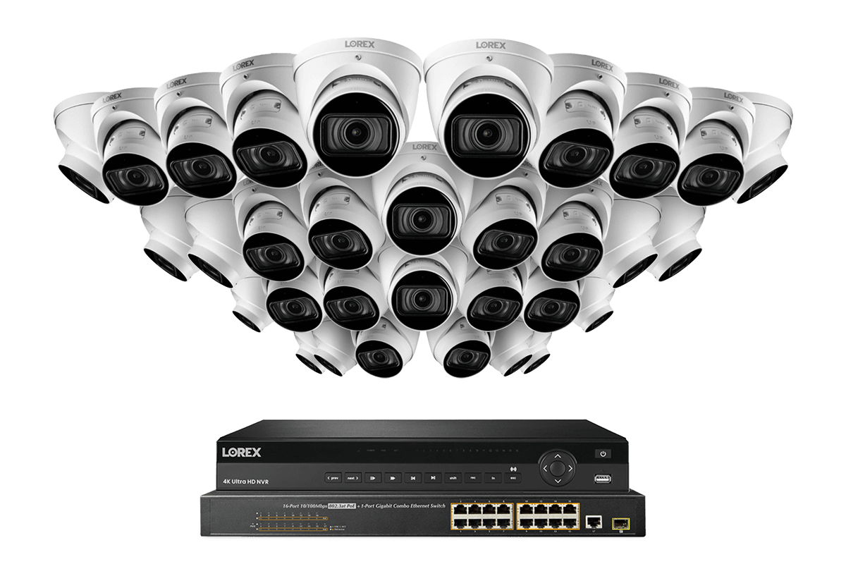 Lorex 4K (32 Camera Capable) 8TB Wired NVR System with Nocturnal 3 Smart IP Dome Cameras Featuring Motorized Varifocal Lens and 30FPS Recording - Lorex Corporation