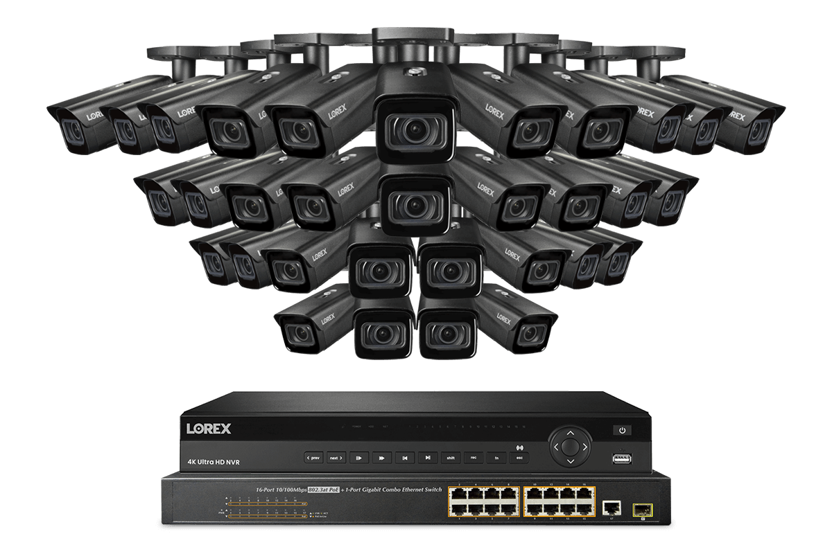 Lorex 4K (32 Camera Capable) 8TB Wired NVR System with Nocturnal 4 Smart IP Bullet Cameras Featuring Motorized Varifocal Lens, Vandal Resistant and 30FPS Recording - Lorex Corporation