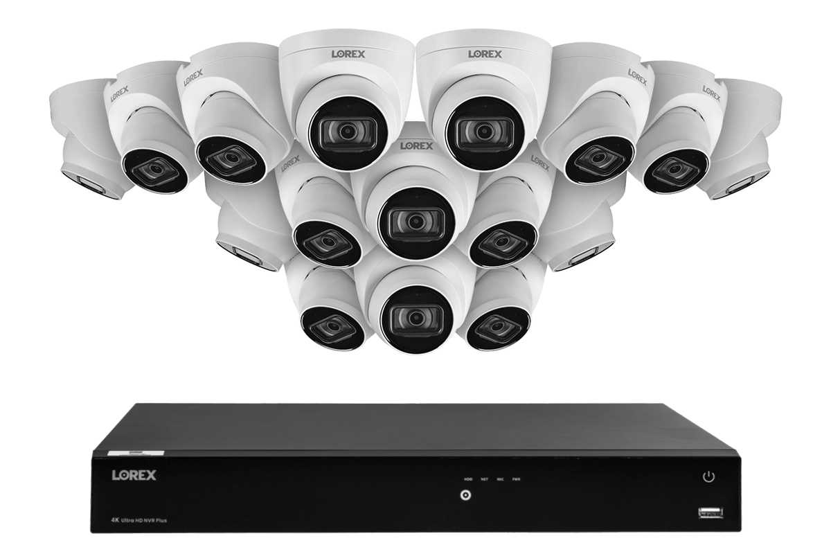 Lorex Fusion 4K (16 Camera Capable) 3TB Wired NVR System with IP Dome Cameras featuring Listen-In Audio - Lorex Corporation