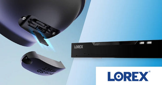 Lorex cameras and NVR highlighting flexible local storage options with microSD cards and centralized recording.