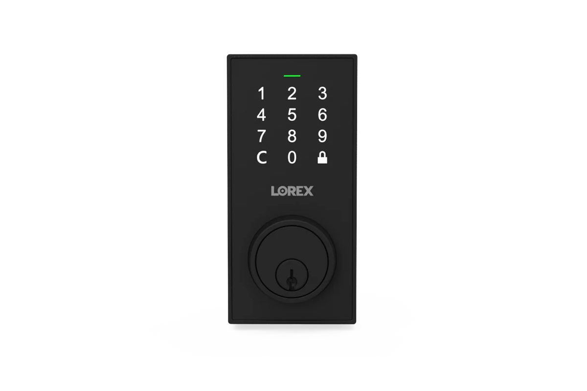 Lorex Smart Door Lock with touchscreen keypad, keyhole and lock button for secure keyless entry