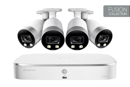 4K Ultra HD 8-Channel Fusion Series NVR System with 4 Smart Deterrence 4K (8MP) IP Cameras, 150FT Night Vision and 2TB Hard Drive