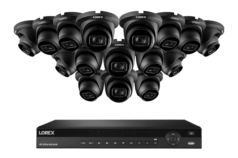 Lorex 4K (16 Camera Capable) 4TB Wired NVR System with Nocturnal 3 Smart IP Dome Cameras with Listen-In Audio and 30FPS - Black 16
