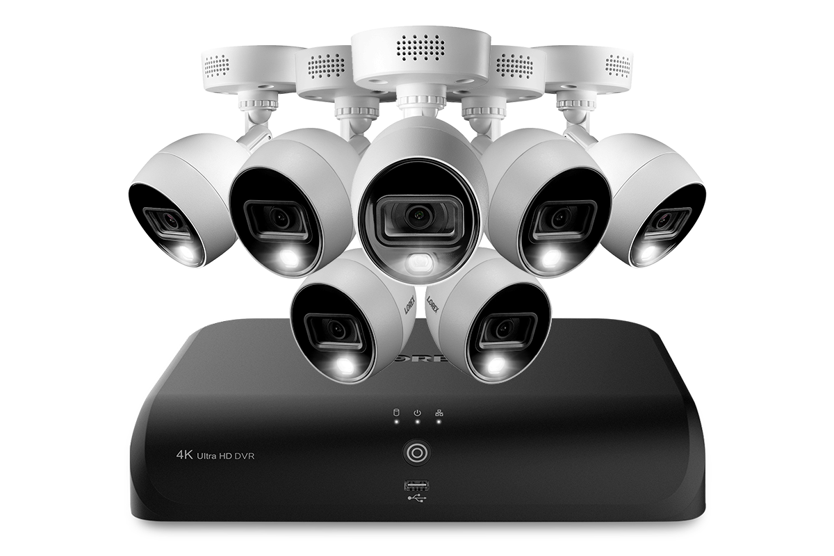 Lorex 4K (8 Camera Capable) 2TB Wired DVR System with 7 Active Deterrence Bullet Cameras