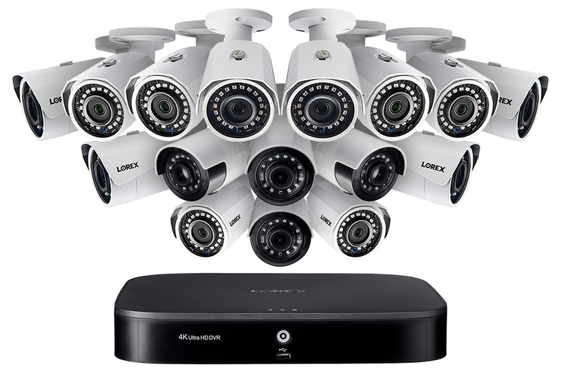 Surveillance Camera System with Sixteen 1080p HD Cameras including Four with Ultra Wide Angle View