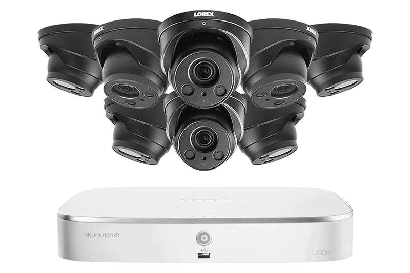 4K Nocturnal IP NVR System with Eight 4K (8MP) Motorized Zoom Lens Dome Cameras, 250FT Night Vision
