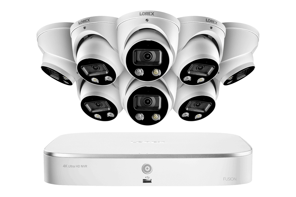8-Channel 4K NVR System with 8 Smart Deterrence 4K (8MP) IP Dome Cameras