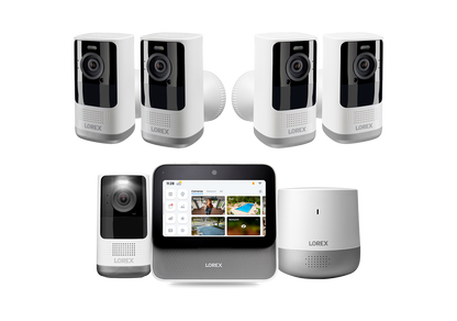 Lorex Smart Home Security Center with 2K Battery Operated Cameras and Range Extender (5-Cameras)
