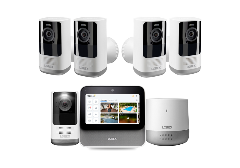 Lorex Smart Home Security Center with 2K Battery Operated Cameras and Range Extender (5-Cameras)