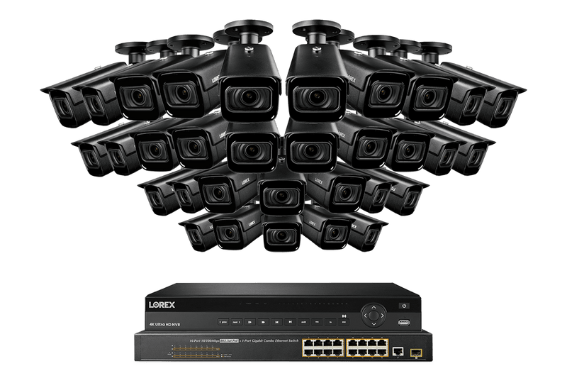 32-Channel NVR System with Thirty-Two 4K (8MP) Smart IP Motorized Optical Zoom Security Cameras and Real-Time 30FPS Recording
