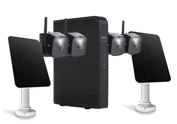Lorex 4K 1TB Wi-Fi HaLow NVR System with Four Outdoor Battery Security Cameras and Solar Panels