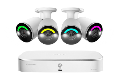 Lorex Fusion 4K 16 Camera Capable (8 Wired and 8 Wi-Fi) 2TB Wired NVR System with 4 Bullet Cameras Featuring Smart Security Lighting
