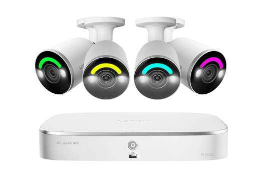 Lorex Fusion 4K 16 Camera Capable (8 Wired and 8 Wi-Fi) 2TB Wired NVR System with 4 Bullet Cameras Featuring Smart Security Lighting