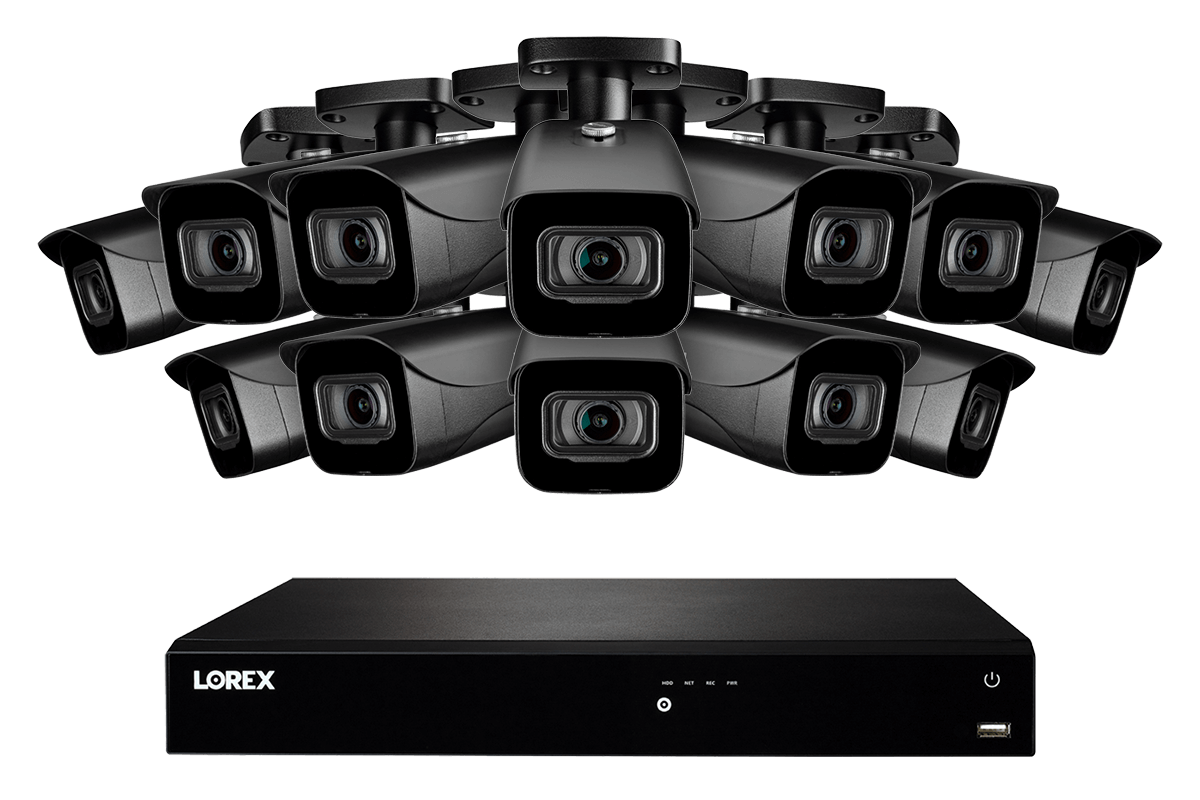 16-Channel Fusion NVR System with Twelve 4K (8MP) IP Cameras