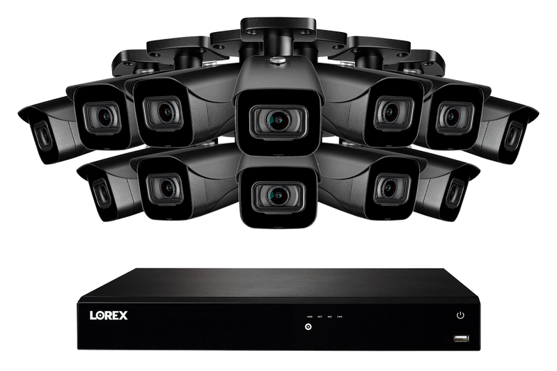 16-Channel Fusion NVR System with Twelve 4K (8MP) IP Cameras